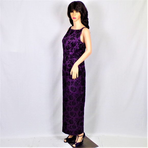 A-LIST BY WRAPPER size 5/6 purple/black satin sleeveless long gown - Picture 8 of 12